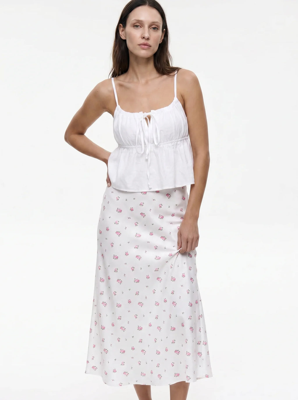 Henriette Satijnen Maxi Rok met Bloemenprint