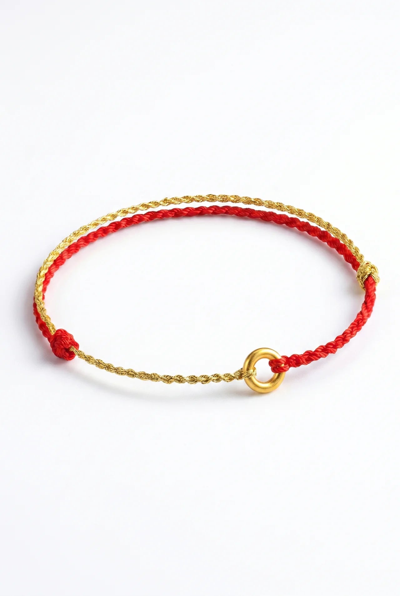 Lien Gevlochten Armband met Gouden Cirkel