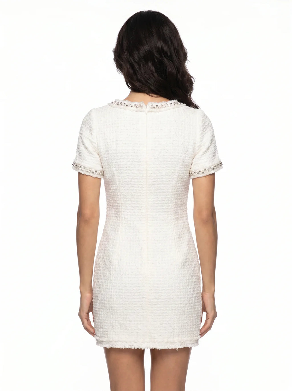 Rosemonde Tweed Mini Jurk met Strassrand