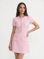 Charlotte Tweed Mini Jurk Franje Afwerking