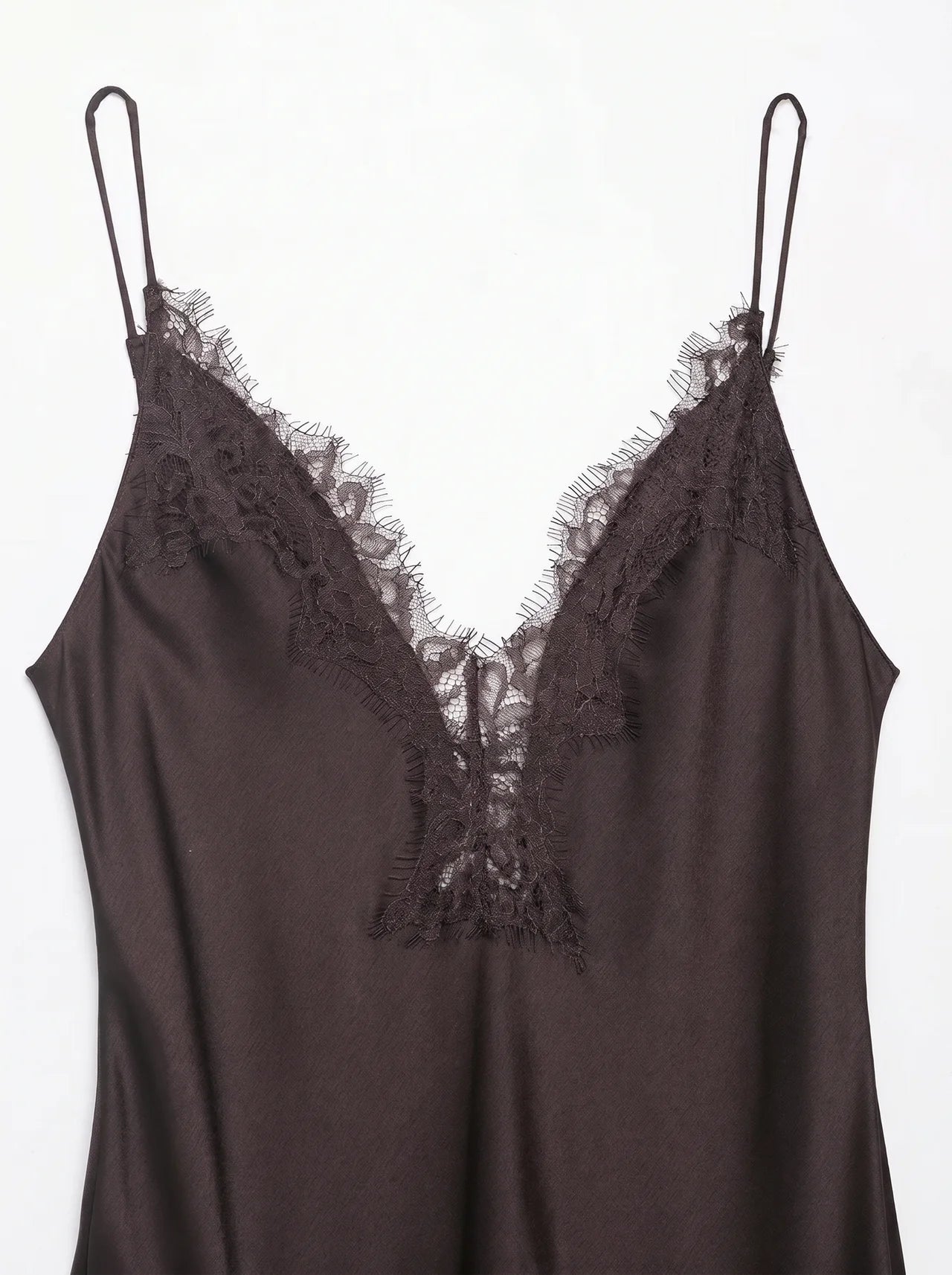 Océane Satijnen Slip Dress Kanten Zijpaneel V-hals