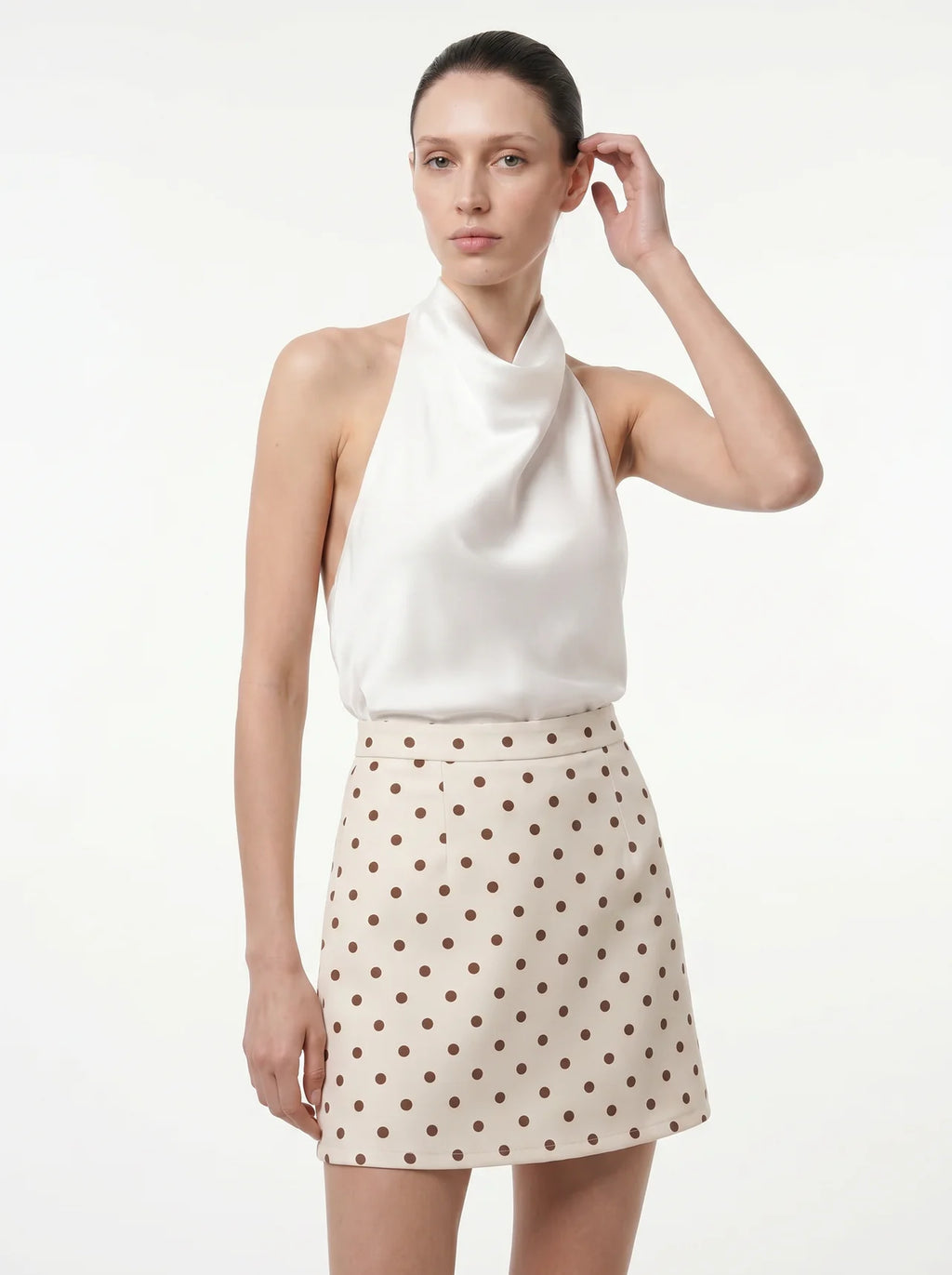 Isabeau Mini Rok met Stippenprint en Hoge Taille