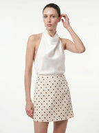 Isabeau Mini Rok met Stippenprint en Hoge Taille