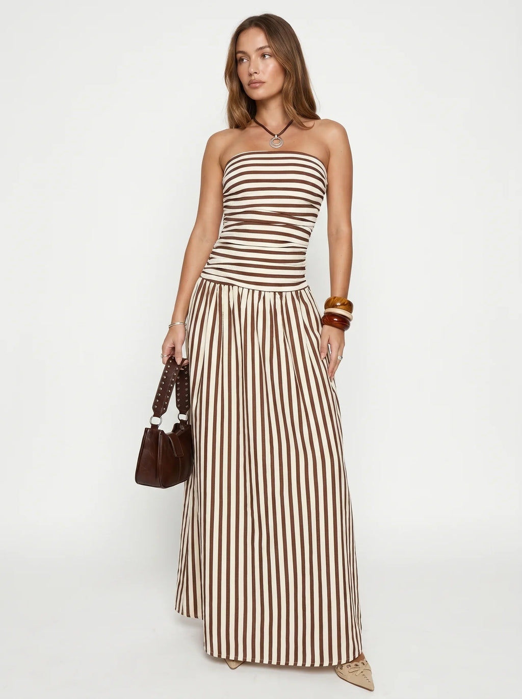 Clémence Bandeau Maxi Jurk met Wijde Rok