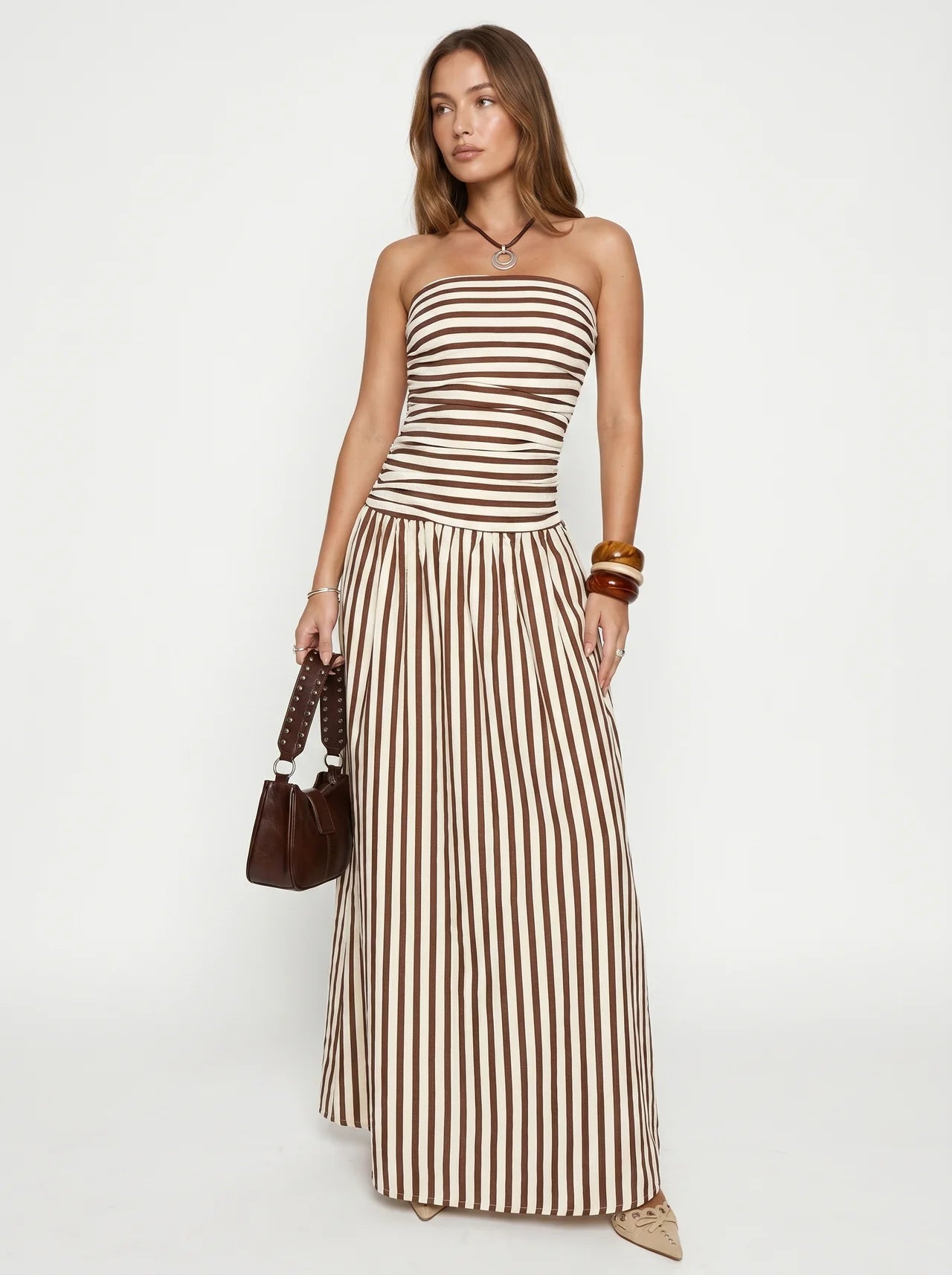 Clémence Bandeau Maxi Jurk met Wijde Rok
