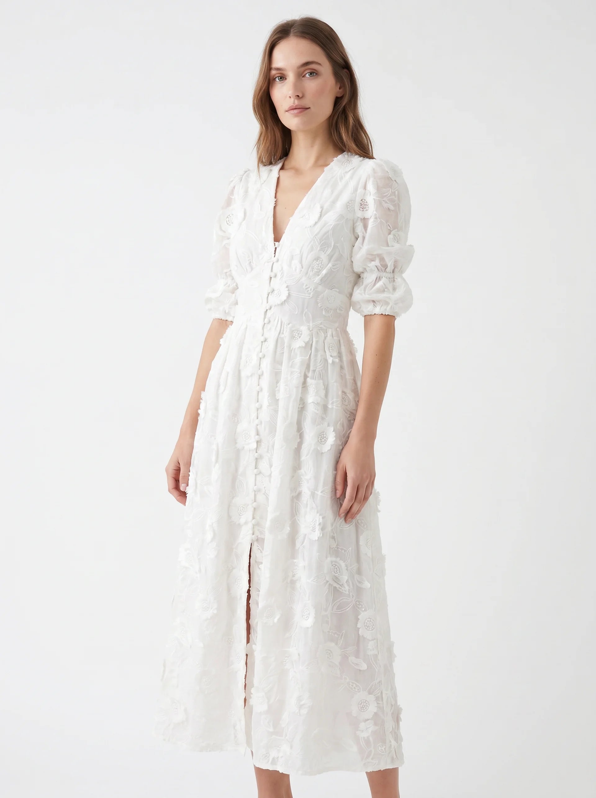 Adèle Maxi Jurk met 3D Bloemapplicaties