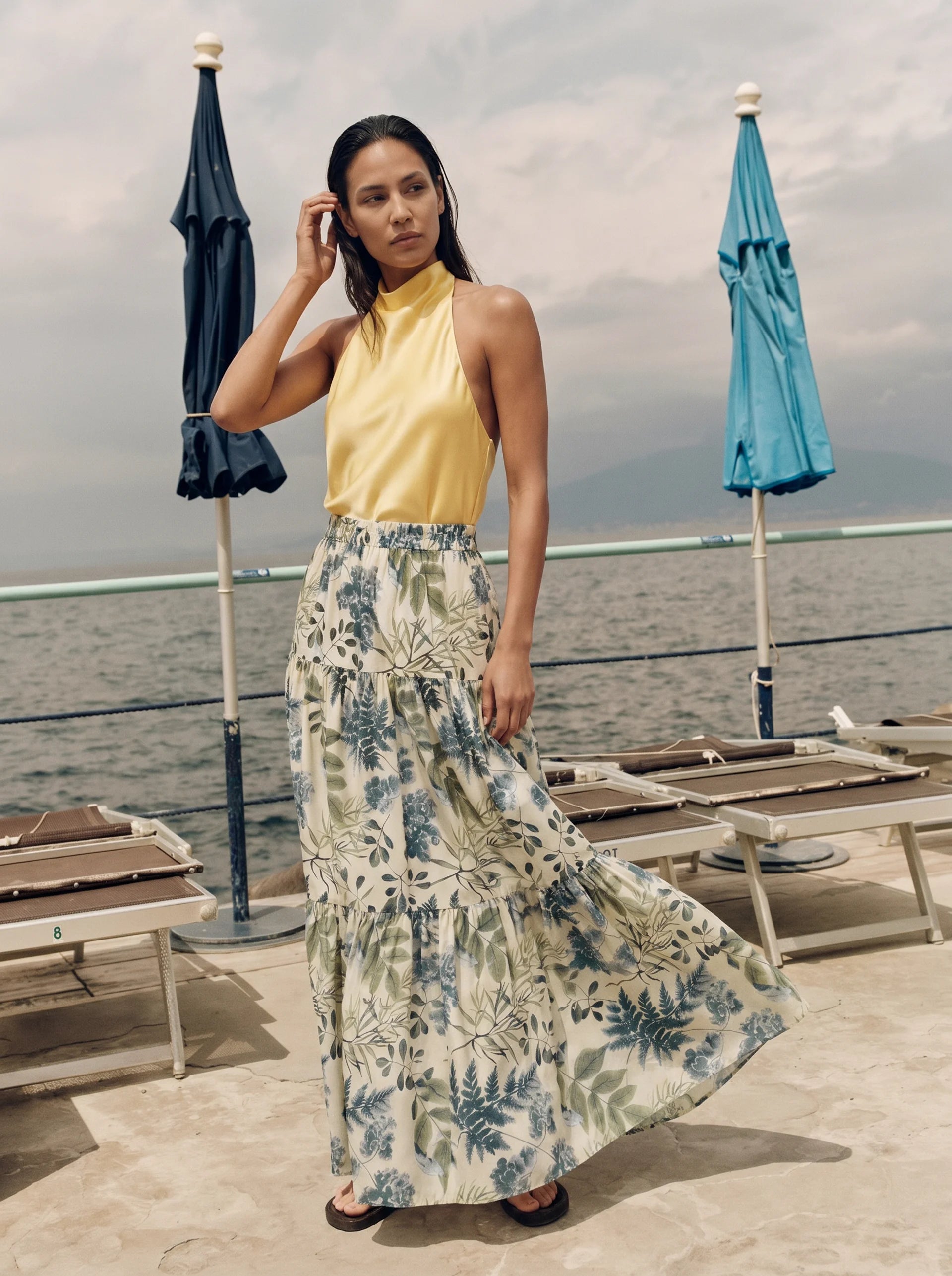 Mirabeau Gelaagde Maxi Rok met Botanische Print