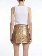 Ninette Gouden Jeansrok met Asymmetrische Zoom