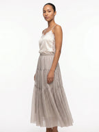 Florentine Gelaagde Maxi Rok met Elastische Taille