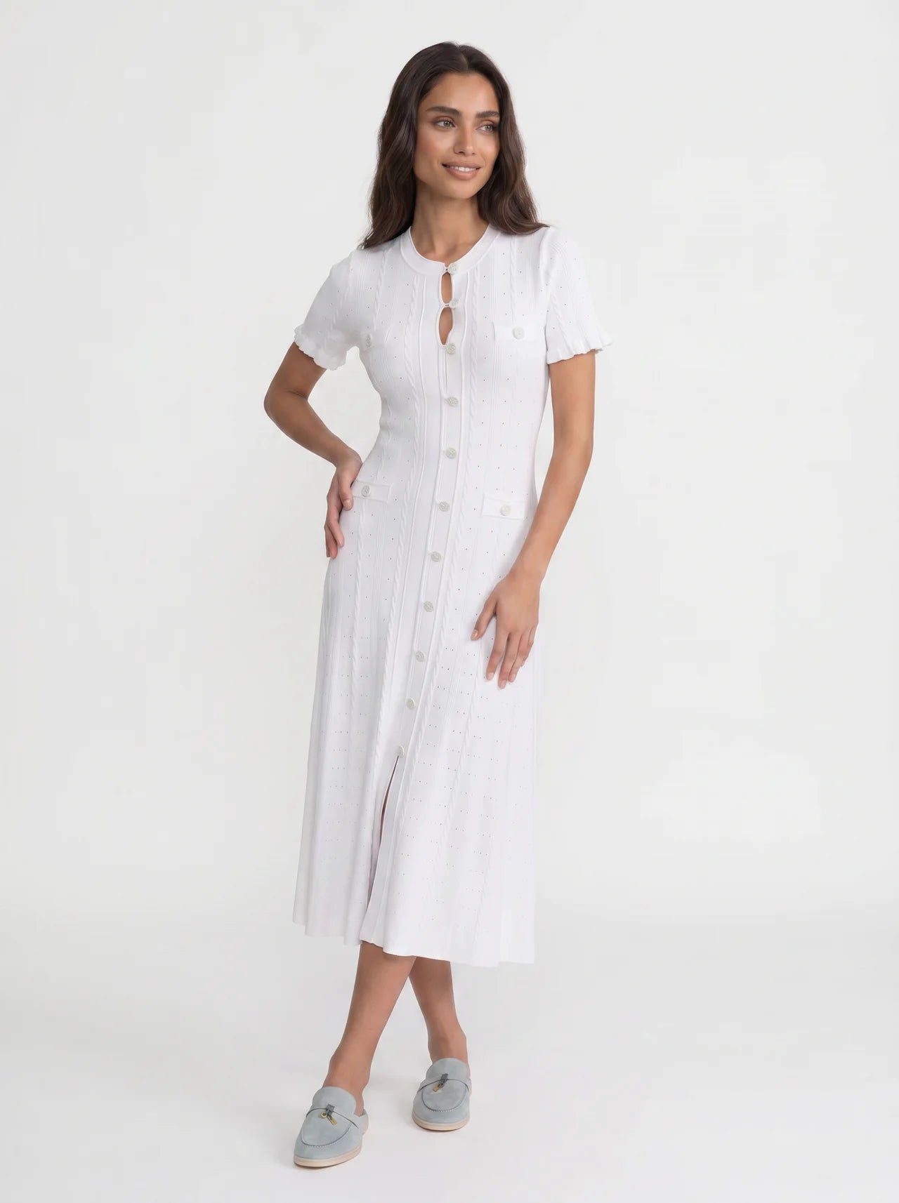 Marielle Midi Jurk met Knoopsluiting