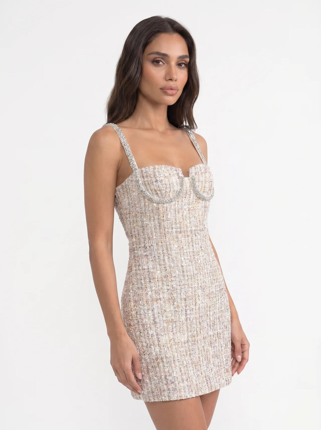 Aliénor Tweed Mini Jurk met Bustierlijfje