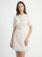 Octavie Tweed Mini Jurk met Kanten Rand