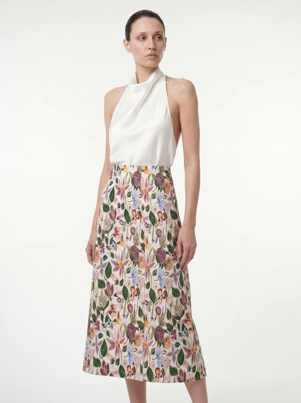 Jourdain Midi Rok met Bloemenprint en Hoge Taille