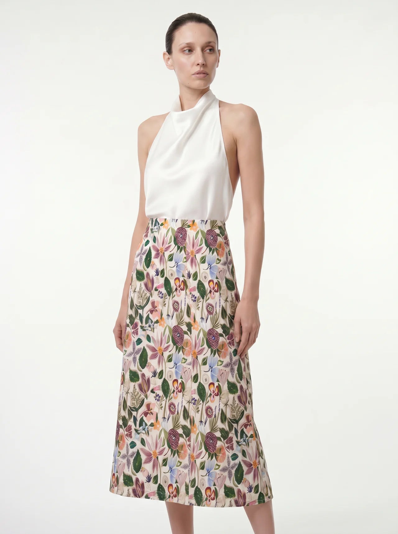 Jourdain Midi Rok met Bloemenprint en Hoge Taille