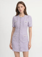 Hyacinthe Tweed Mini Jurk Kristallen Halsrand Pailletten