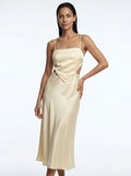 Jacqueline Satijnen Midi Jurk Cut-out Taille