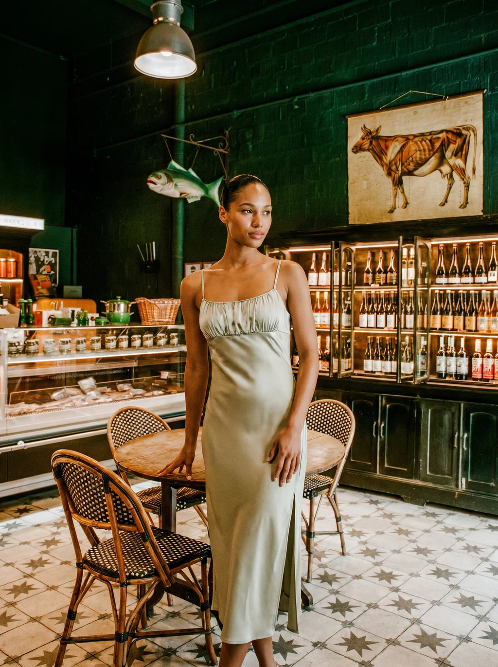 Laurence Satijnen Slip Dress Gerimpeld Lijfje Open Rug
