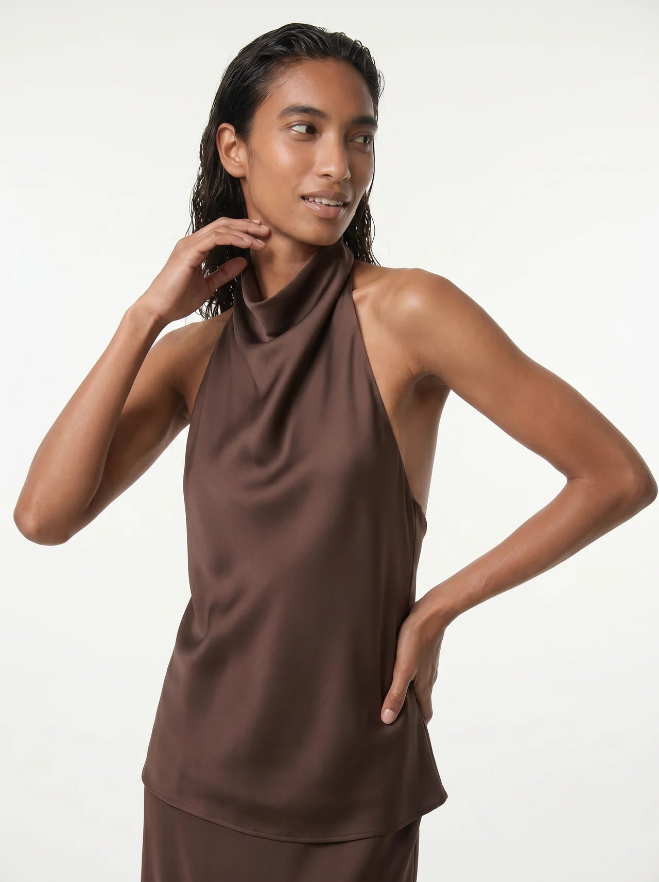 Geneviève Satijnen Halter Top met Cowl Neck