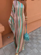Coralie One Shoulder Maxi Jurk Streepprint