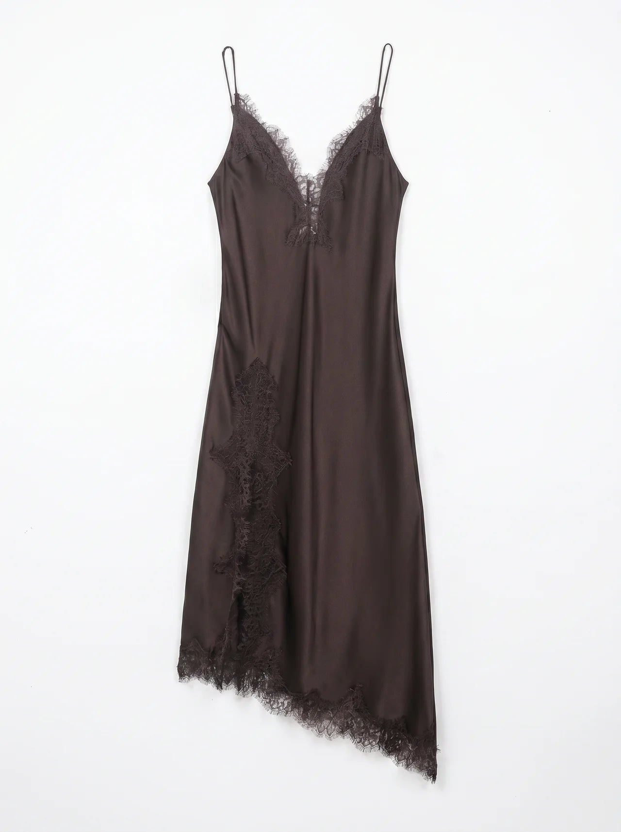 Océane Satijnen Slip Dress Kanten Zijpaneel V-hals