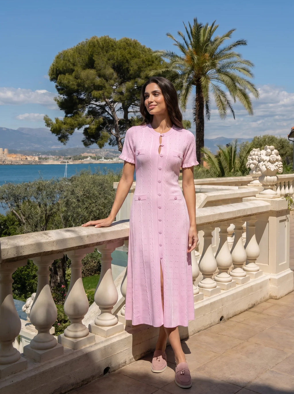 Marielle Midi Jurk met Knoopsluiting