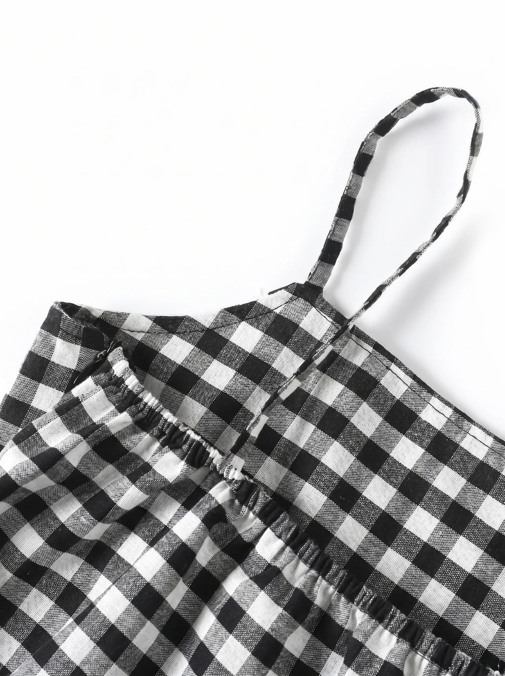 Cécile Mini Jurk met Spaghettibandjes en Gingham Ruit