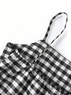 Cécile Mini Jurk met Spaghettibandjes en Gingham Ruit