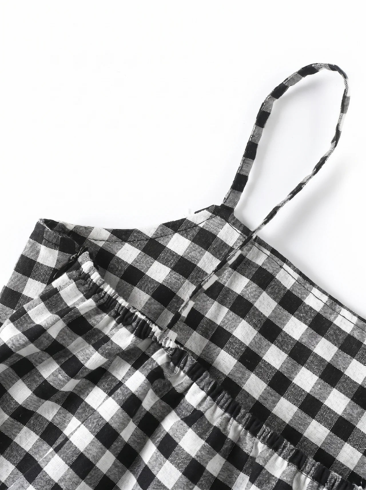 Cécile Mini Jurk met Spaghettibandjes en Gingham Ruit