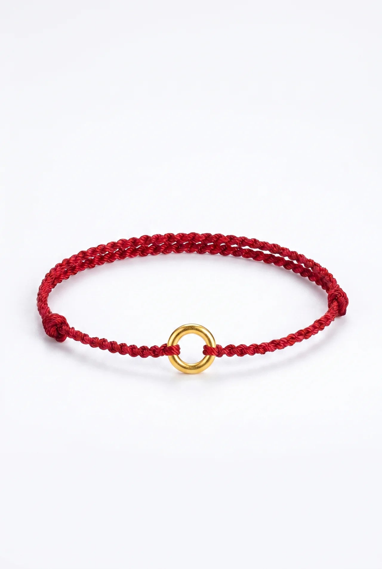 Lien Gevlochten Armband met Gouden Cirkel