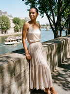 Florentine Gelaagde Maxi Rok met Elastische Taille