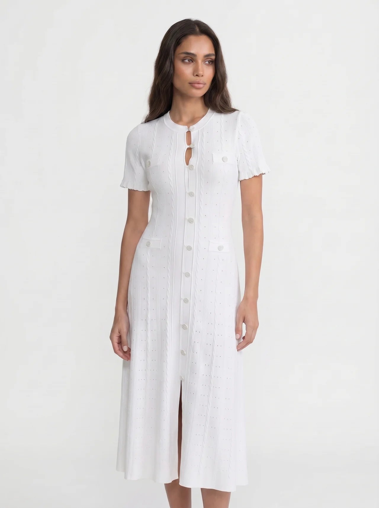Marielle Midi Jurk met Knoopsluiting