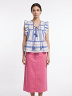 Léontine Midi Jeansrok Hoge Taille