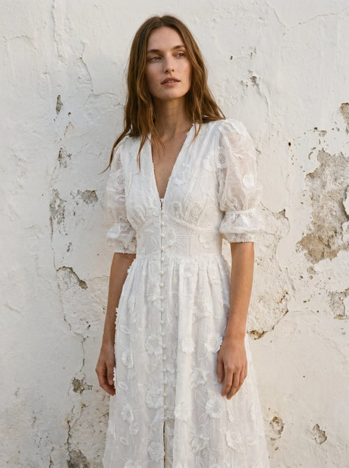 Adèle Maxi Jurk met 3D Bloemapplicaties