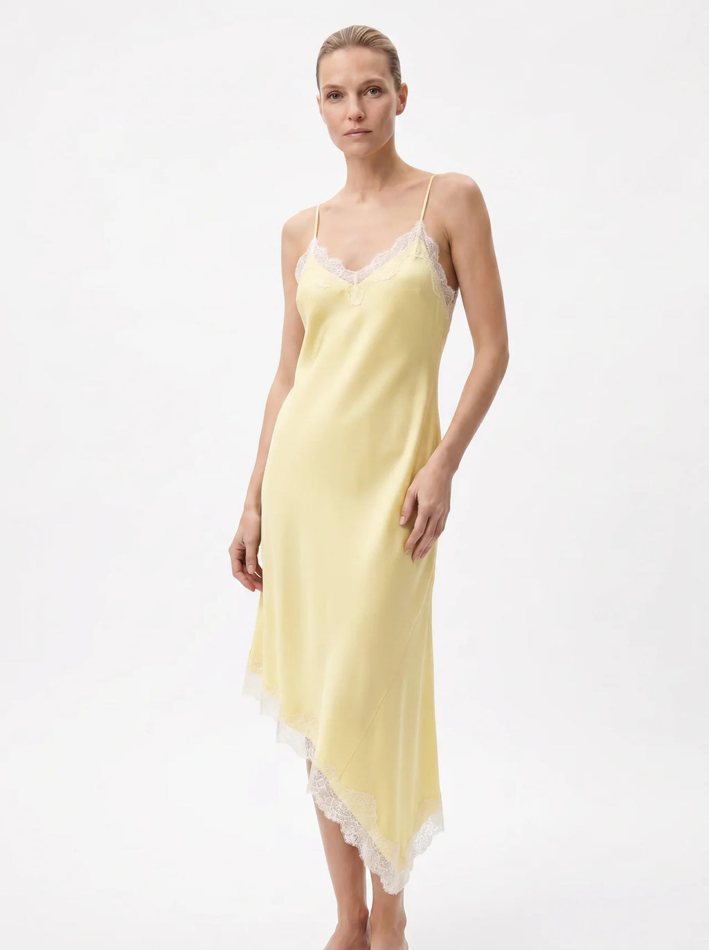 Honorine Satijnen Slip Dress Kanten Zoom Asymmetrisch