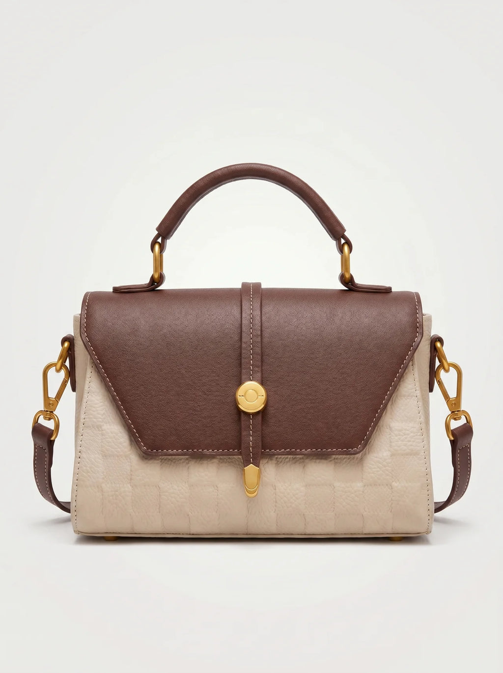 Seren Leren Handtas met Contrasterende Flap