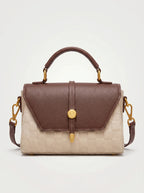 Seren Leren Handtas met Contrasterende Flap