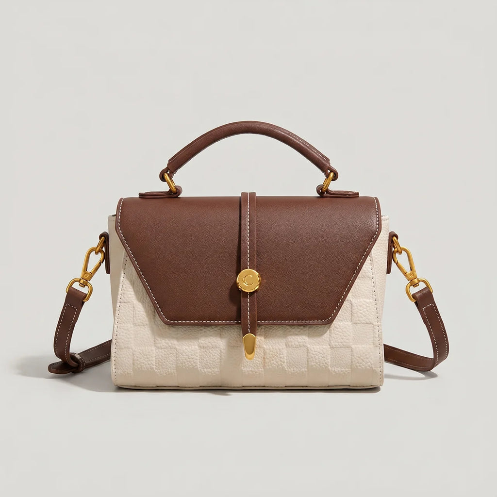Seren Leren Handtas met Contrasterende Flap