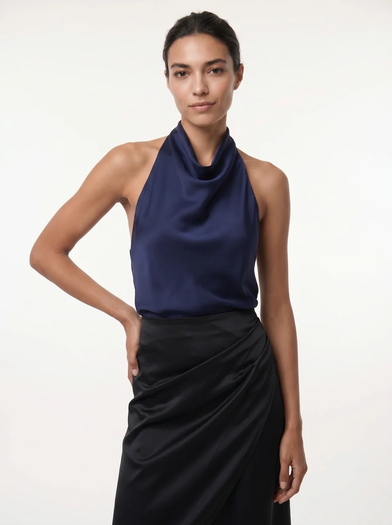 Marceline Satijnen Midi Rok Diagonale Zoom
