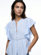 Gaëlle Blouse met Vlindermouwen en Bloemen Borduurwerk