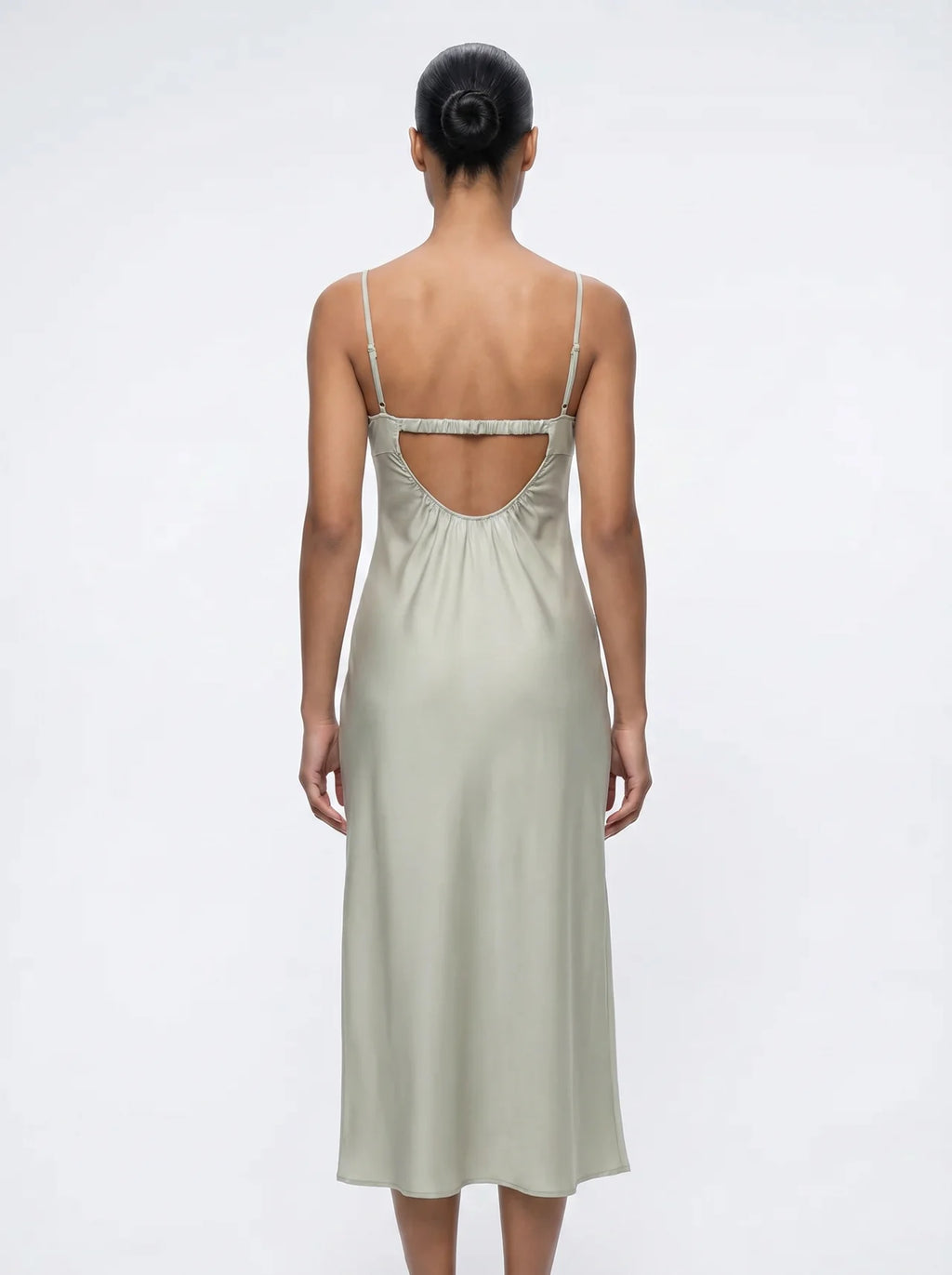Laurence Satijnen Slip Dress Gerimpeld Lijfje Open Rug