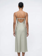 Laurence Satijnen Slip Dress Gerimpeld Lijfje Open Rug