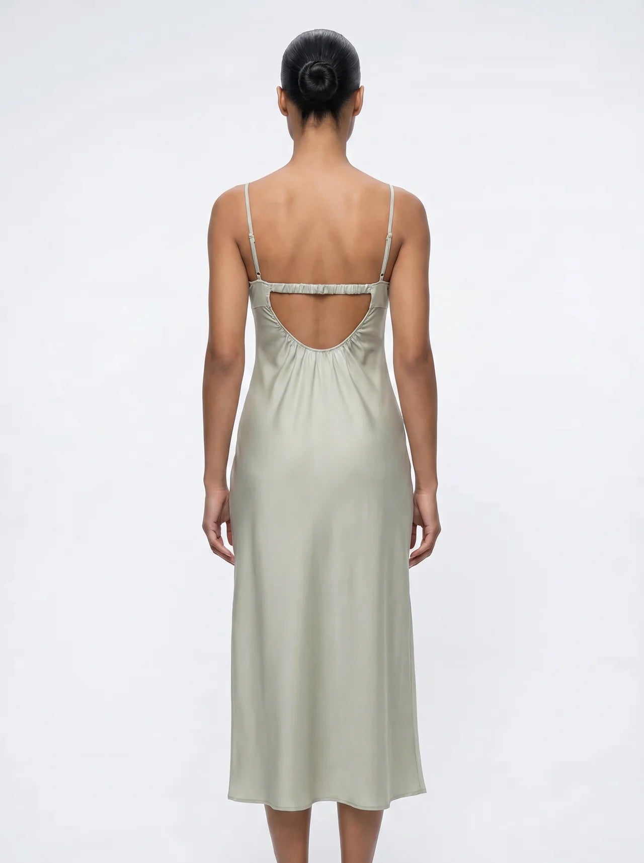 Laurence Satijnen Slip Dress Gerimpeld Lijfje Open Rug