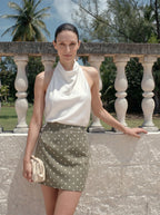 Isabeau Mini Rok met Stippenprint en Hoge Taille
