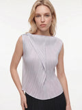 Bérénice Geplisseerde Top met Asymmetrische Drapering