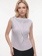 Bérénice Geplisseerde Top met Asymmetrische Drapering