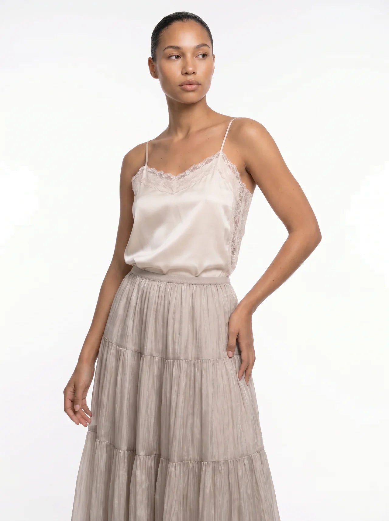 Florentine Gelaagde Maxi Rok met Elastische Taille