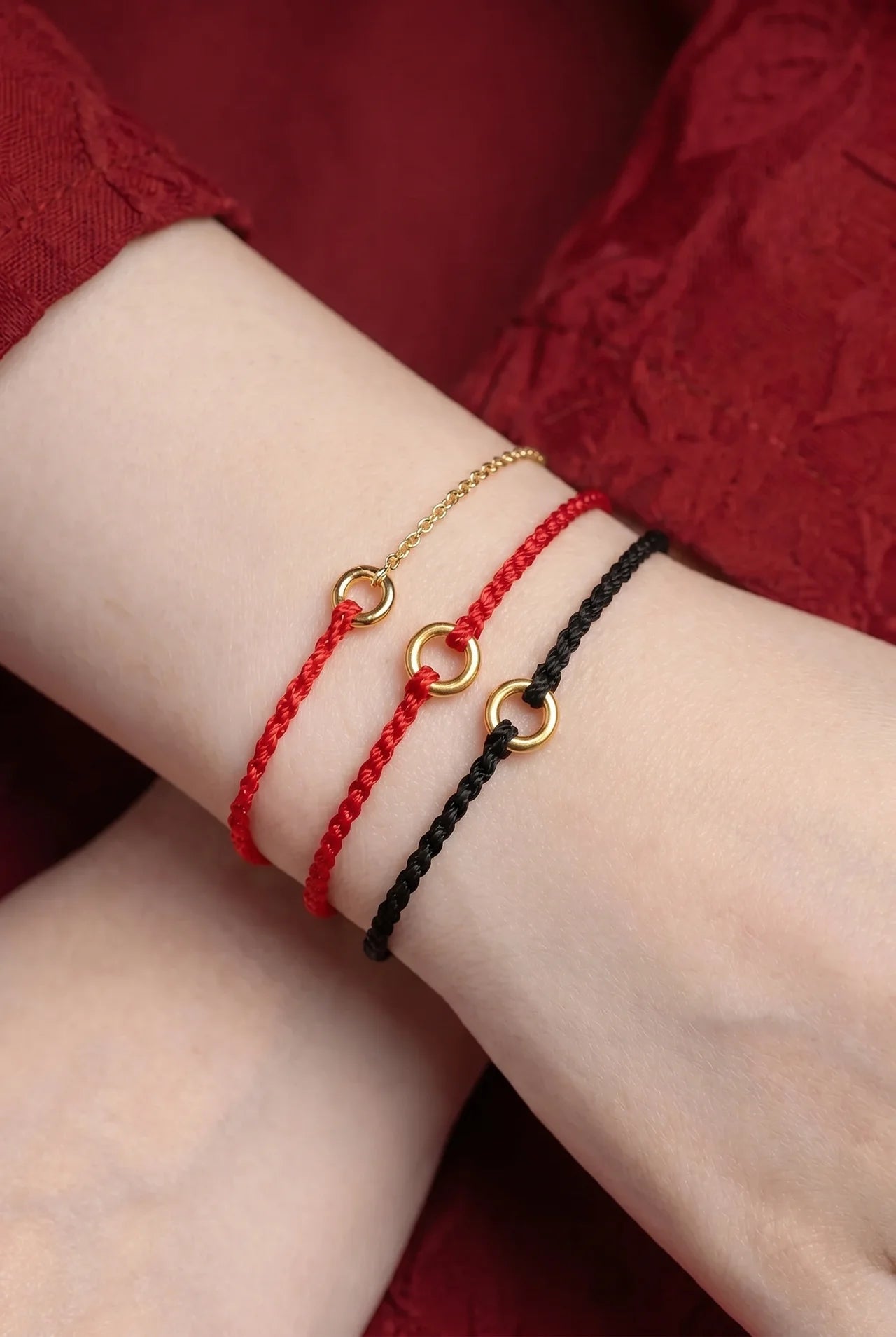 Lien Gevlochten Armband met Gouden Cirkel