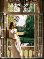 Zénaïde Tweed Midi Jurk Mouwloos Parel Knopen