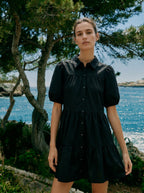 Sabine Mini Blousejurk met Pofmouwen en Gelaagde Rok