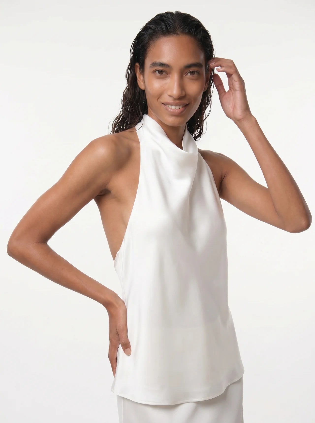 Geneviève Satijnen Halter Top met Cowl Neck